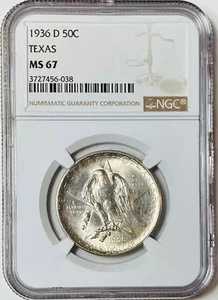 1936 D Classic Commemorative Texas Independence Centennial NGC MS-67 TEXAS - Picture 1 of 2