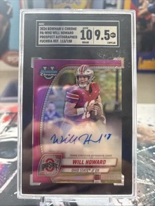 Will Howard Ohio State Pink /150 Auto Bowman U Chrome 2024 SGC 9,5 Autogramm 10 - Bild 1 von 2
