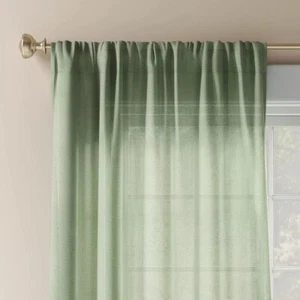 Threshold Solid Farrah Light Filtering Rod Pocket 54x84" Curtain Panel Green* - Picture 1 of 5