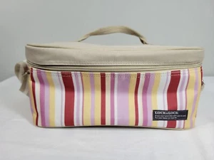 Lock & Lock On The Go Carrier Red Pink Stripes  Lunch Bag - Picture 1 of 8