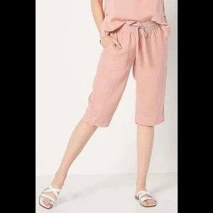 Bermuda in lino morbido lusso punto laterale con pantaloncini con cordino Rose Dawn 3XL nuovi - Foto 1 di 2