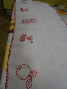 1m 23x0,45 =faits main  toile métis retour de cheminée brodée  5 fruits  cuisine - Picture 1 of 24