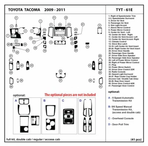 Interior Real Carbon Fiber Dash Trim Kit for Toyota Tacoma 2009 -2011 - Picture 1 of 1