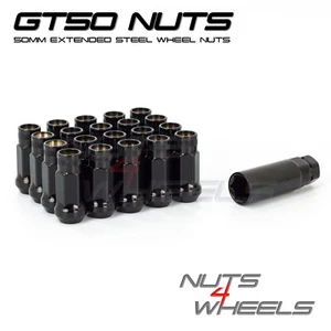 24 x Black GT50 Wheel Nuts M12x1.25 Fits Nissan Skyline 300ZX 350Z 200SX Micra - Picture 1 of 2