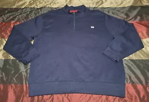 Chaps 1/4 Zip Pullover Sweater Everyday Fleece Navy Blue Men's Size XLT - Picture 1 of 13