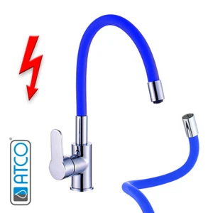 Niederdruck Spültisch Armatur Küchenarmatur Boiler Gastro Wasserhahn chrom-blau - Bild 1 von 1