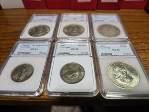 ¡TODA PLATA! 6 BONITOS pesos filipinos de plata 50 centavos, 1944-1967. ¡¡¡NO TE LO PIERDAS!!!! - Imagen 1 de 14