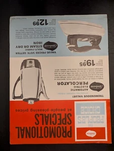 Vintage Sunbeam Promotional Specials Percolator And Iron Double Sided - Picture 1 of 2