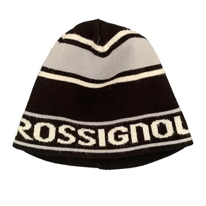 Rossignol Black White Gray Knit Beanie Toque Winter Hat Spell Out Logo One Size - Picture 1 of 4