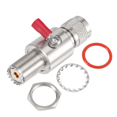 UHF PL259 to SO239 Socket Bulkhead Lightning Arrestor for CB Ham Base Antennas - Image 1 of 4