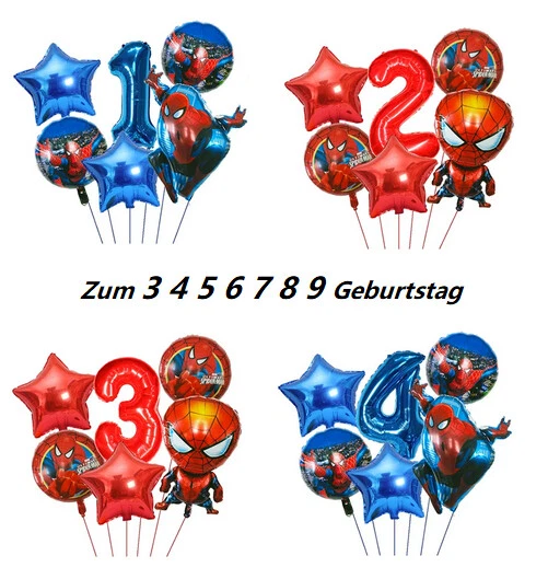 Spiderman Folienballon + Zahl Superheld Jungen Kinder Geburtstag Party Deko - Bild 1 von 1