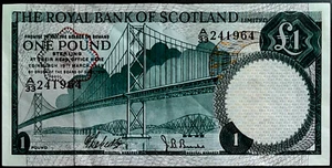 Royal Bank of Scotland ONE POUND BANKNOTES-1969 *PREFIX A* NOTES X 1 - Picture 1 of 3