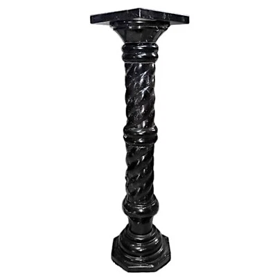 Colonne Classique en Marbre Noir Marquinia Avec Tige Filé Italian Column H100cm - Photo 1/2