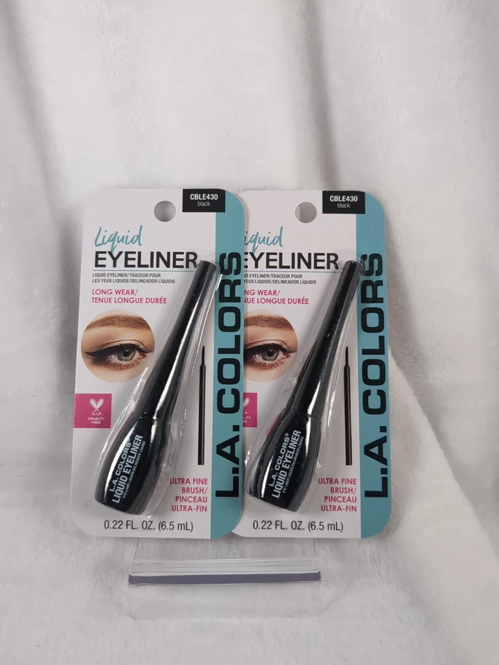 L.A. Colors BLACK Liquid Eyeliner Long Wear Ultra Fine Brush CBLE430 Set Of 2 - Image 1 of 1
