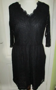 NEXT GRÖSSE 16 DAMEN SCHWARZ SPITZE KLEID 3/4-ÄRMEL - Bild 1 von 4