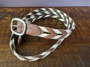 Relic Mixed Woven and Canvas Belt Brown & Cream 45" XXXL - Picture 1 of 4