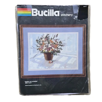 De Colección Bucilla Crewel Kit de Cesta de Flores Granja Casa de Campo Boho Nuevo Foto 1 de 4
