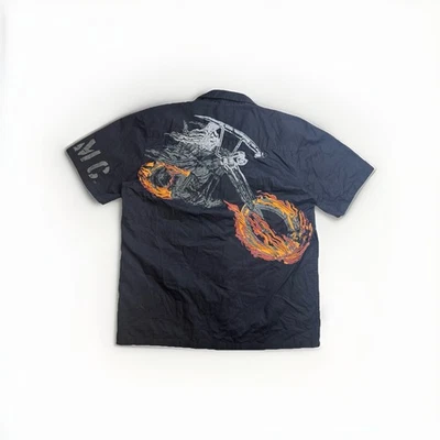 Harley Davidson Shirt Black Button Up HD Ink Grim Reaper Motorcycle Men Adult XL - Image 1 of 4