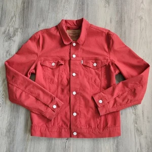 Women's Levi's Corduroy Trucker Jacket Sz. M Orange/Brick White Tab Type III - Picture 1 of 19