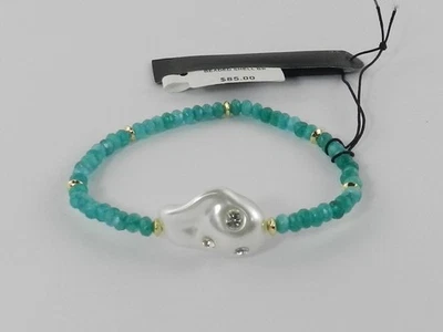 Pulsera elástica con cuentas de cuarzo teñido con pavé AQUA Foto 1 de 3