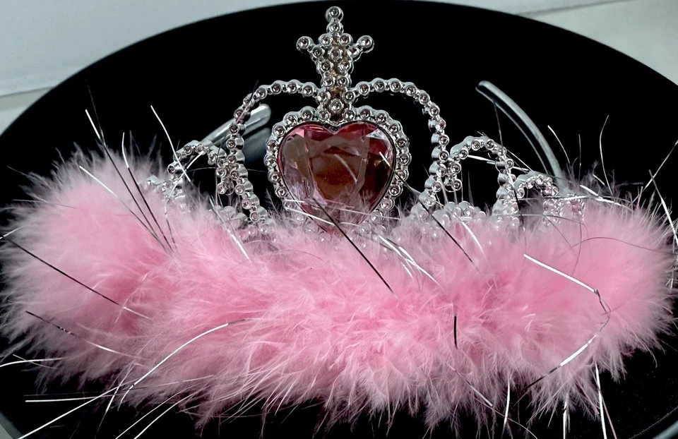 Tiara Princesa Adorno Plata Rosa Gema Corona Decoración Exhibición Disfraces Foto 1 de 4