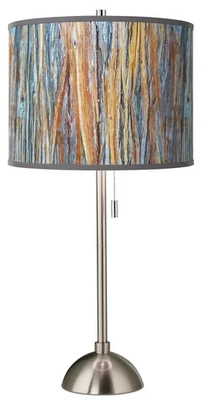 Giclee Glow 28" Striking Bark Shade Brushed Nickel Modern Table Lamp Foto 1 de 4