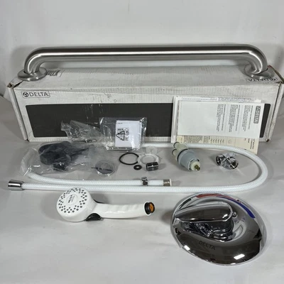 DELTA T13H152 Ducha comercial de un solo mango con barra de agarre/deslizante - Cromo Foto 1 de 4