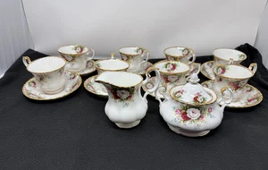 8 Royal Albert Celebration Tea Cups & Saucers, Creamer & Sugar Bowl LOT - Picture 1 of 8