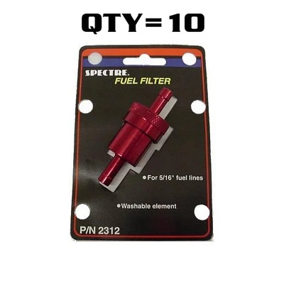10 - Billet Aluminum 5/16" Fuel Gas Filters Re-Usable Washable Clean Element RED - Image 1 of 4