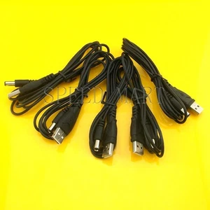 5 PIEZAS Conector USB macho a 5,5 mmx2,1 mm Enchufe de CC Cargador de fuente de alimentación 1,5 M Cable - Imagen 1 de 3