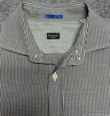 Camisa de vestir Paul Smith para hombre 42 16,5 negra blanca a cuadros puño francés hecha en Italia Foto 1 de 4