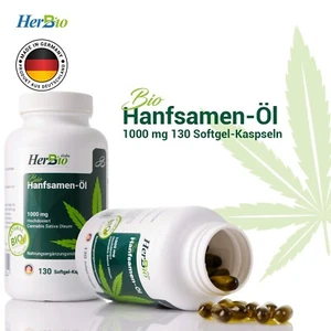 Hanföl Softgel Kapseln 130 Stück Hochdosiert mit 1000Mg pro Kapsel - HerbBio - Bild 1 von 5