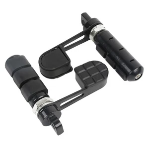 Pair Black Foot Pegs Heel Support Fit For Harley Sportster XL 883 1200 Softail - Picture 1 of 6