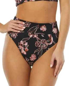 SUNDAZED Women's Cora Printed High Waist Bikini Bottoms, Black, XL, New - Picture 1 of 2