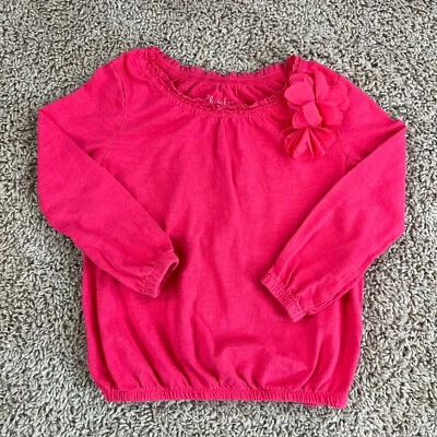 Cherokee Niñas Rosa Manga Larga Campesino Top 4T Flor Cuello Redondo Ceñido-Fondo Foto 1 de 4