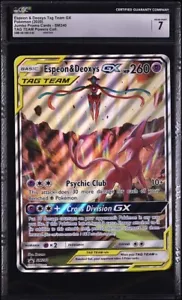 Tarjeta Promocional Espeon & Deoxys Tag Team GX CGC 7 (SM240) JUMBO TAG TEAM Casi Como Nueva - Imagen 1 de 2