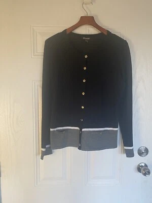 Cárdigan con botones dorados BY design negro y gris. L Foto 1 de 3