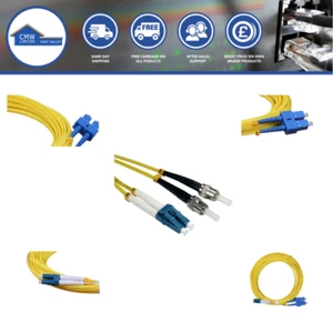 Fibre Optic Patch Cable LC to SC Duplex OS2 Single-mode w/ 2mm Jacket Yellow - Picture 1 of 21