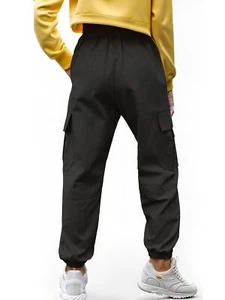 New Women's Soft Cotton Cuffed Drawstring Elastic Waist Cargo Jogger Pants #USA - Picture 1 of 17