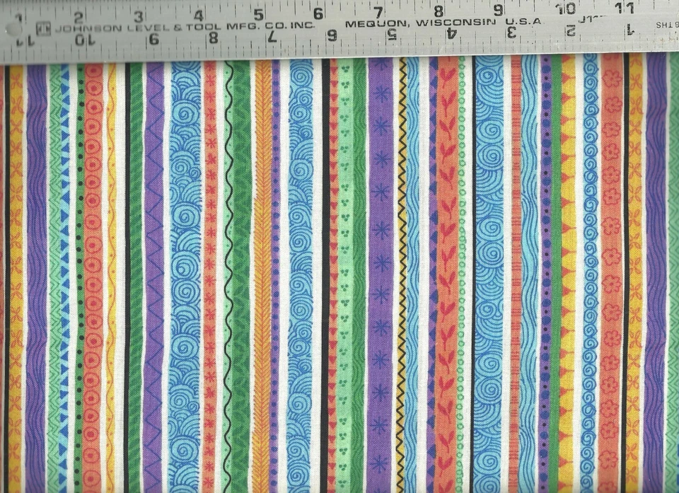 Quilting Treasures ~ Colorful Ribbon Stripes 27333X 100% Cotton Quilt Fabric BTY - Image 1 of 1