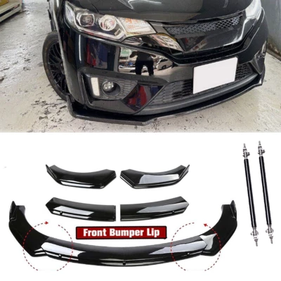 Front Bumper Lip Spoiler Splitter Glossy Black For Honda Fit 2006-20 Body Kit Foto 1 de 4