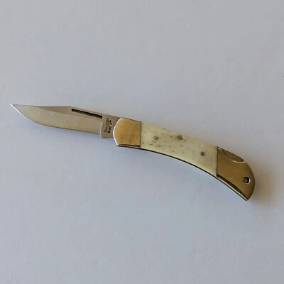Frost Cutlery Japan Surgical Steel Lockback Smooth Bone Handle Folding Knife - Image 1 of 4
