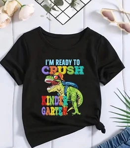 Black Back To School Ready to Crush Kindergarten Tshirt Size Small 5-6. - Picture 1 of 5