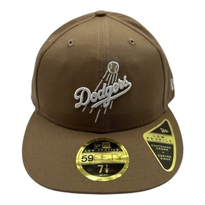 New Era 59Fifty Los Angeles Dodgers Hat Cap Size 7 7/8 Khaki Tan Low Profile MLB - Picture 1 of 8