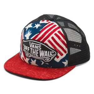 Vans Off The Wall Women's Trucker Hat USA Print Cap in Red/White/Blue - Picture 1 of 3