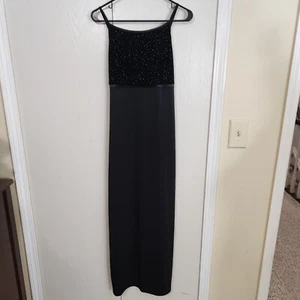 vtg byer too womens empire waist evening maxi dress sz L black fairy whimsigoth  - Picture 1 of 8