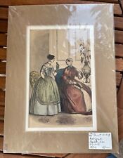 Victorian Ladies Fashion Print, Etching, Color, Matted, Dated 1850