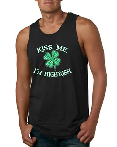 Camiseta sin mangas gráfica Kiss Me Im Highrish St Patricks trébol de día para hombre - Imagen 1 de 4