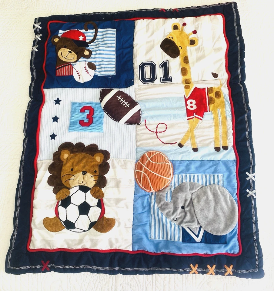 Edredón de cuna deportivo LAMBS & IVY Future All Stars azul y rojo Foto 1 de 4