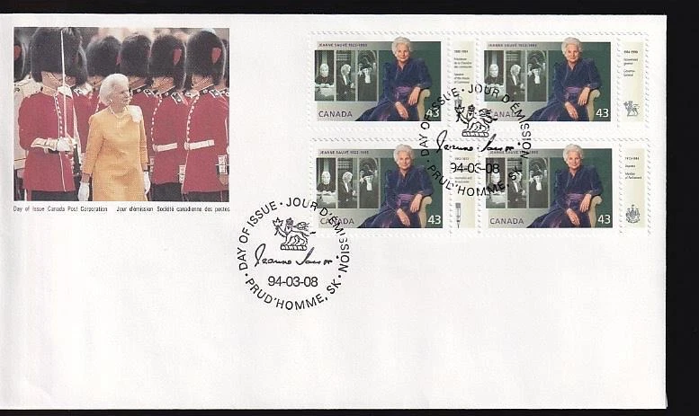 Canada FDC 1994 Governor-General Jeanne Sauve, se-tenant pairs sc#1509a w/tabs - Image 1 of 1